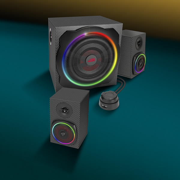 Speedlink Gravity Carbon RGB 2.1 Hangszórók és subwoofer, fekete Speedlink Gravity Carbon RGB 2.1 Hangszórók és subwoofer, fekete