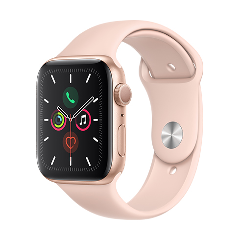 Apple Watch Series 5 GPS, 44mm arany Aluminium Case with rózsaszín Sand Sport Band - S/M & M/L