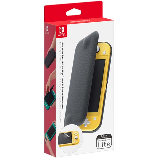 Nintendo Switch Lite preklápacie Tok és védőfólia, szürke Nintendo Switch Lite preklápacie Tok és védőfólia, szürke