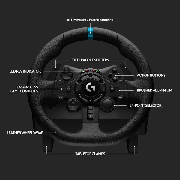 Logitech G923 versenykormány és pedálok PS4 és PC számára Logitech G923 versenykormány és pedálok PS4 és PC számára