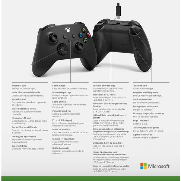 Microsoft Xbox Vezetékes Vezérlő, carbon fekete Microsoft Xbox Vezetékes Vezérlő, carbon fekete