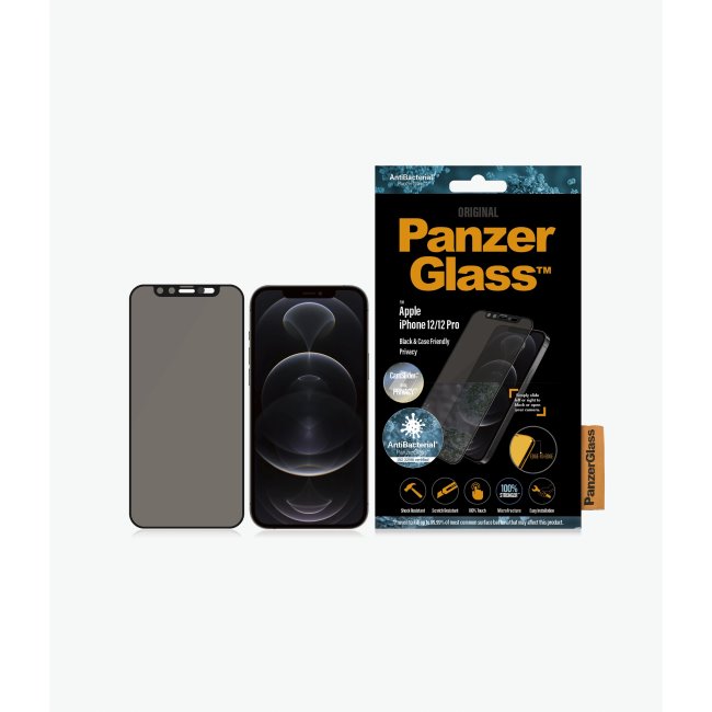 Temperált védőüveg PanzerGlass CamSlider ABprivát szűrővel Apple iPhone 12/12 Pro, fekete Temperált védőüveg PanzerGlass CamSlider ABprivát szűrővel Apple iPhone 12/12 Pro, fekete