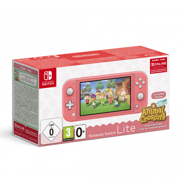 Nintendo Switch Lite, coral + Animal Crossing: New Horizons + háromhónapos előfizetés Nintendo Switch Online