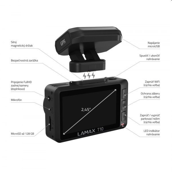 Lamax T10 4K GPS, fedélzeti kamera traffipax jelentéssel