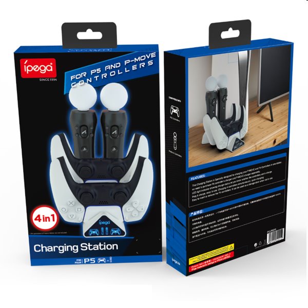 iPega P5011 PS5 DualSense és Move Controller duális töltőállomás iPega P5011 PS5 DualSense és Move Controller duális töltőállomás