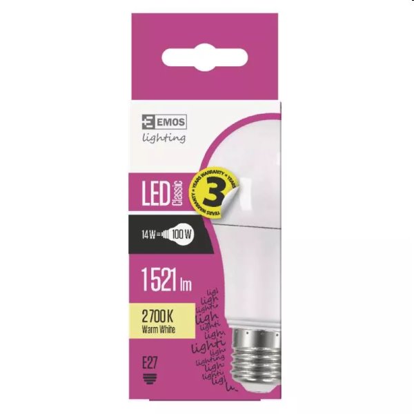 Emos LED Classic A60 14W E27, meleg fehér