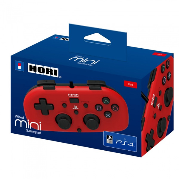 HORI Wired Mini Gamepad vezérlő Playstation 4 számára, piros