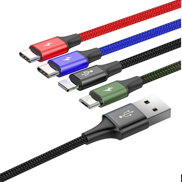 Baseus Fast 4v1 kábel USB-A/Micro-USB+Lightning+2xUSB-C 3.5A 1.2m Baseus Fast 4v1 kábel USB-A/Micro-USB+Lightning+2xUSB-C 3.5A 1.2m