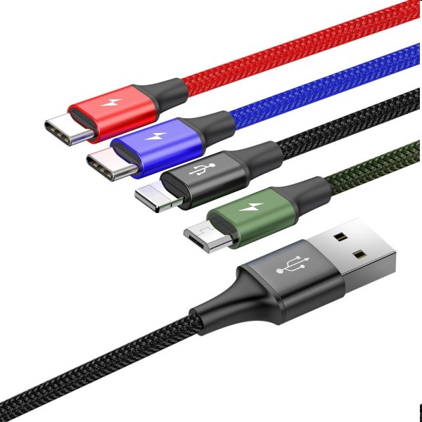 Baseus Fast 4v1 kábel USB-A/Micro-USB+Lightning+2xUSB-C 3.5A 1.2m