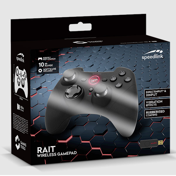 Speedlink Rait Gamepad Vezeték nélküli  PC/PS3/Switch, rubber-fekete