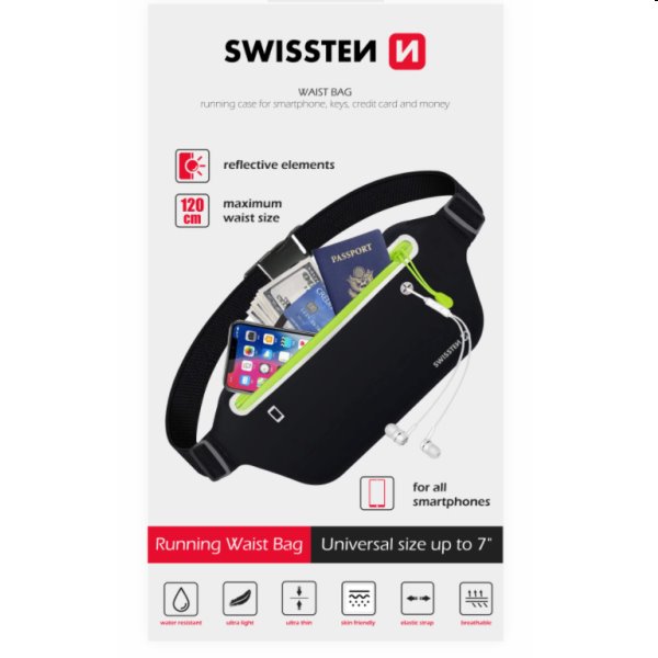 Sport Tok Swissten Line derék körül, fekete Sport Tok Swissten Line derék körül, fekete
