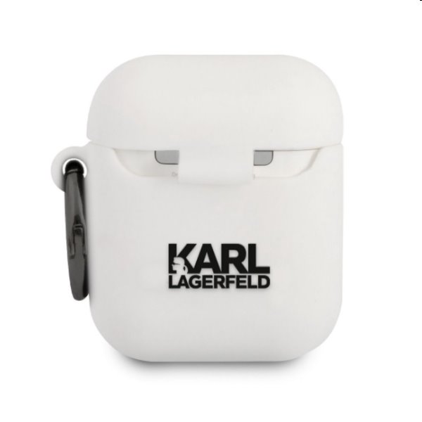 Karl Lagerfeld Rue St Guillaume szilikontok Apple AirPods 1/2 számára, fehér Karl Lagerfeld Rue St Guillaume szilikontok Apple AirPods 1/2 számára, fehér