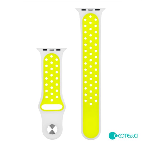 Szilikonos sportos óraszíj COTEetCI Apple Watch 38/40/41mm, szürke/sárgászöld Szilikonos sportos óraszíj COTEetCI Apple Watch 38/40/41mm, szürke/sárgászöld