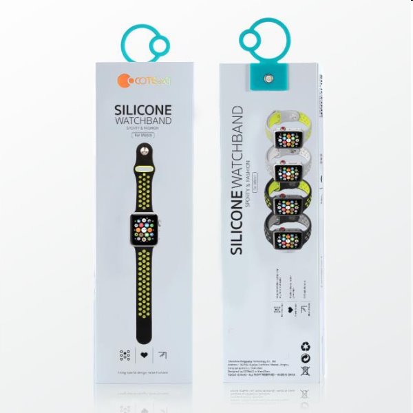 Szilikonos sportos óraszíj COTEetCI Apple Watch 38/40/41mm, szürke/sárgászöld Szilikonos sportos óraszíj COTEetCI Apple Watch 38/40/41mm, szürke/sárgászöld