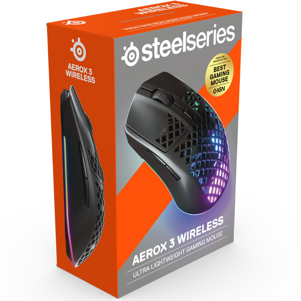 Gamer egér SteelSeries Aerox 3 Vezeték nélküli, Fekete