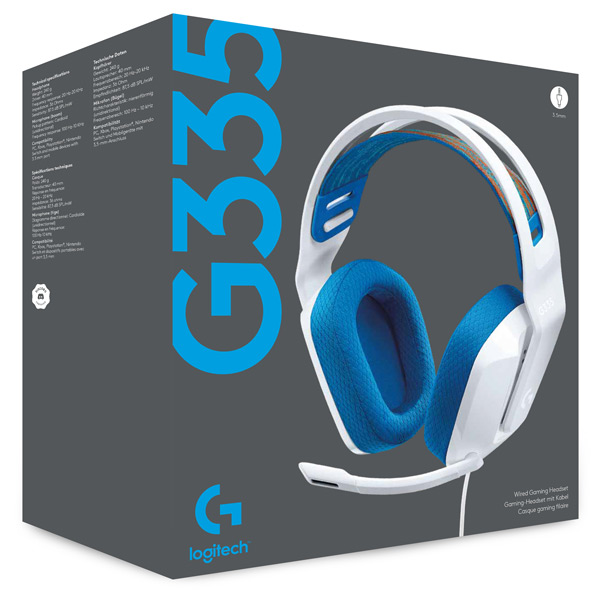Játékos fülhallgató Logitech G335 Vezetékes vezetékes, fehér Játékos fülhallgató Logitech G335 Vezetékes vezetékes, fehér