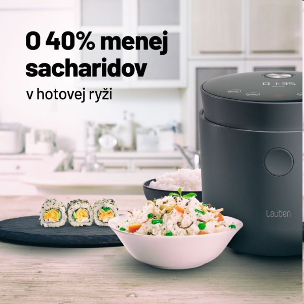 Lauben Low Sugar Rice Cooker 1500AT rizsfőző, fekete