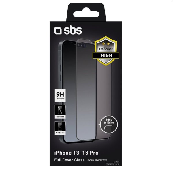 SBS Full Glass Edzett üveg Apple iPhone 14/13/13 Pro számára, Fekete