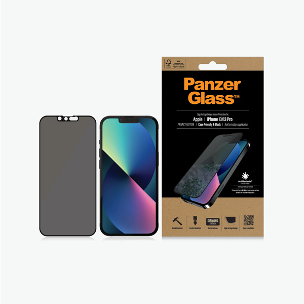 Temperált védőüveg PanzerGlass Case Friendly AB magánszűrővel Apple iPhone 13/13 Pro, fekete