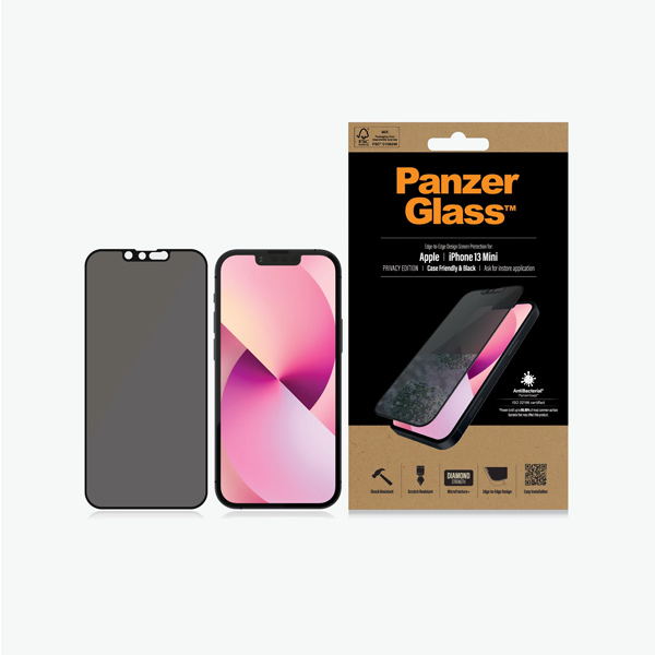 Temperált védőüveg PanzerGlass Case Friendly AB privát szűrővel for Apple iPhone 13 Mini, fekete