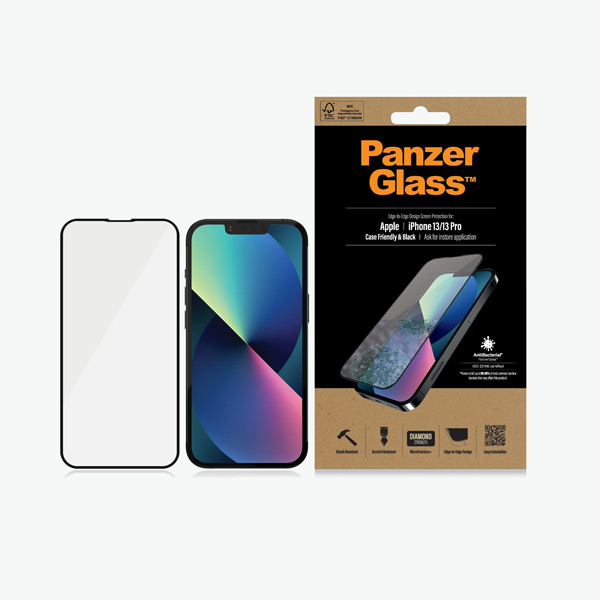 Temperált védőüveg PanzerGlass Case Friendly Apple iPhone 13/13 Pro, fekete