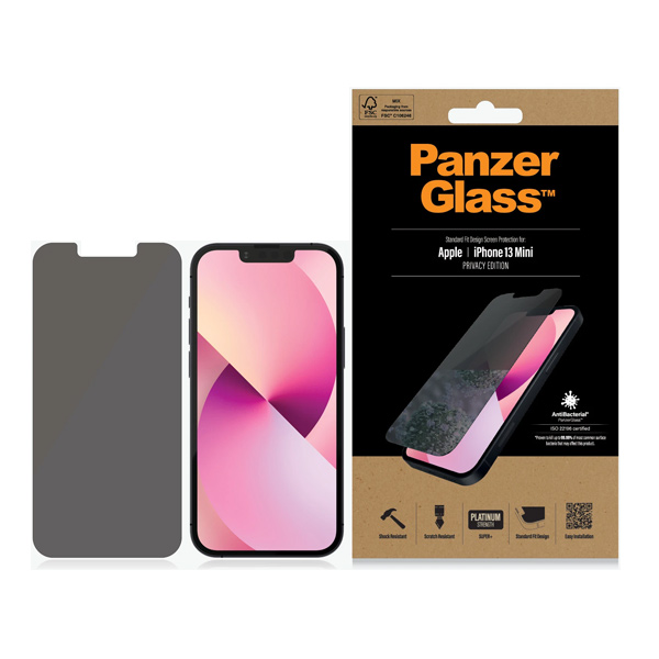 Temperált védőüveg PanzerGlass Standard Fit AB privát szűrüvel for Apple iPhone 13 mini, átlátszó