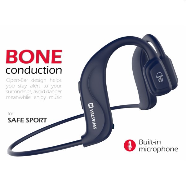 Swissten Bluetooth Earbuds bone conduction, kék