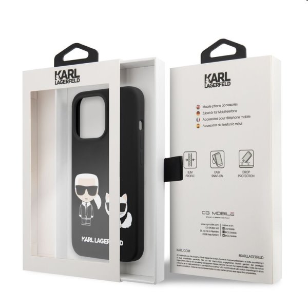 Tok Karl Lagerfeld and Choupette Liquid Silicone for iPhone 13 Pro, black Tok Karl Lagerfeld and Choupette Liquid Silicone for iPhone 13 Pro, black