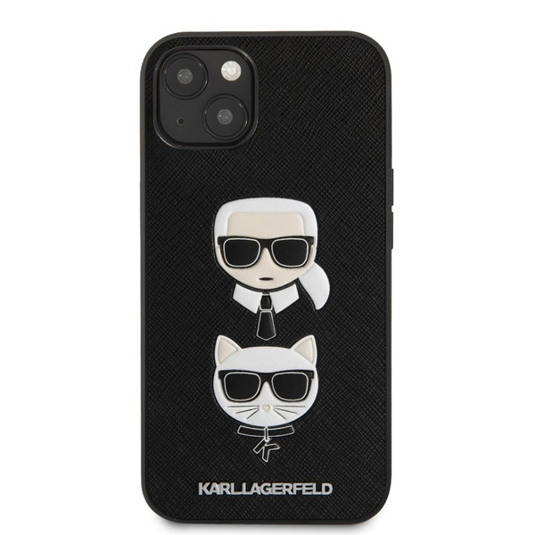 Tok Karl Lagerfeld PU Saffiano Karl and Choupette Heads for iPhone 13, black