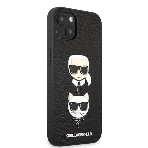 Tok Karl Lagerfeld PU Saffiano Karl and Choupette Heads for iPhone 13, black