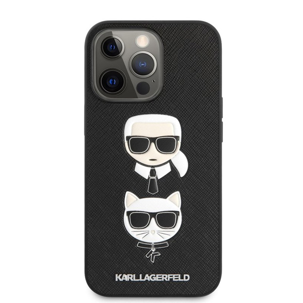 Tok Karl Lagerfeld PU Saffiano Karl and Choupette Heads for iPhone 13 Pro, black