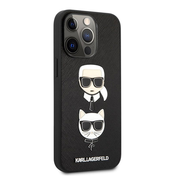 Tok Karl Lagerfeld PU Saffiano Karl and Choupette Heads for iPhone 13 Pro, black