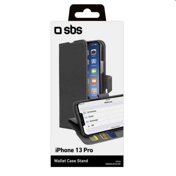 SBS Book Wallet Tok iPhone 13 Pro számára, Fekete SBS Book Wallet Tok iPhone 13 Pro számára, Fekete