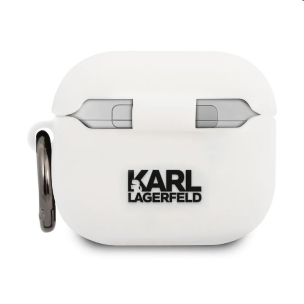 Karl Lagerfeld szilikon tok Karl Head for Apple AirPods 3 számára (KLACA3SILKHWH), fehér Karl Lagerfeld szilikon tok Karl Head for Apple AirPods 3 számára (KLACA3SILKHWH), fehér