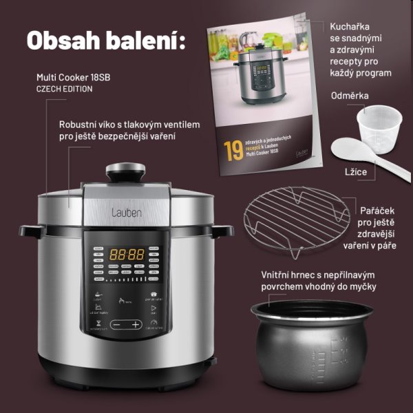 Lauben Multi Cooker 18SB, többfunkciós edény