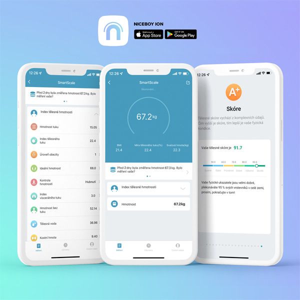 Niceboy ION SmartScale, intelligens személymérleg, fekete