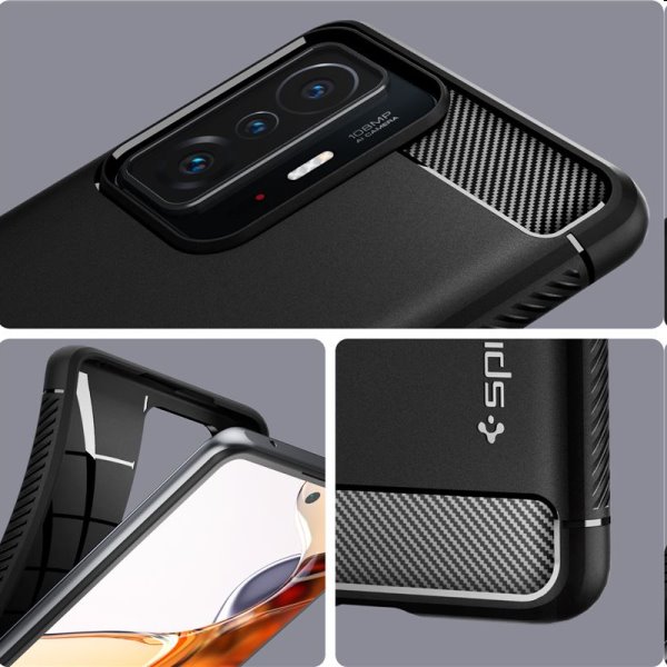 tok Spigen Rugged Armor for Xiaomi 11T/11T Pro, fekete tok Spigen Rugged Armor for Xiaomi 11T/11T Pro, fekete