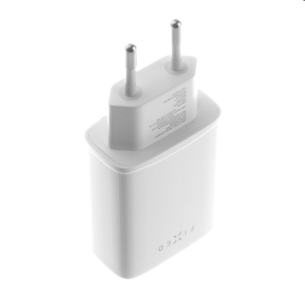 FIXED Hálózati töltő USB-C/USB, PD támogatás, 30W, fehér