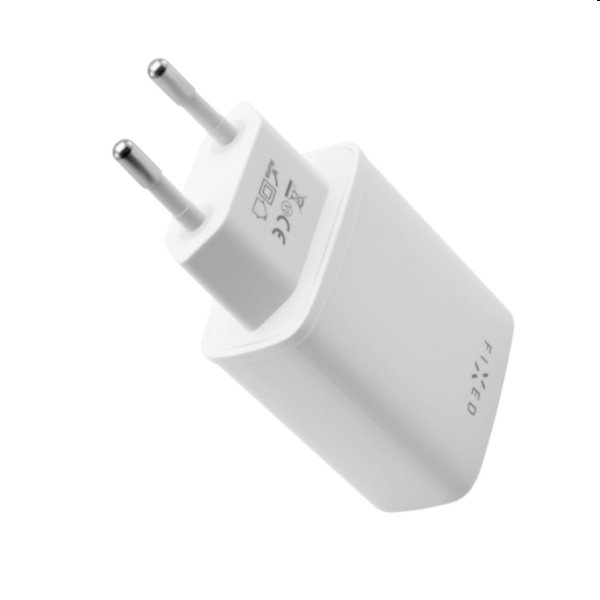 FIXED Hálózati töltő USB-C/USB, PD támogatás, 30W, fehér