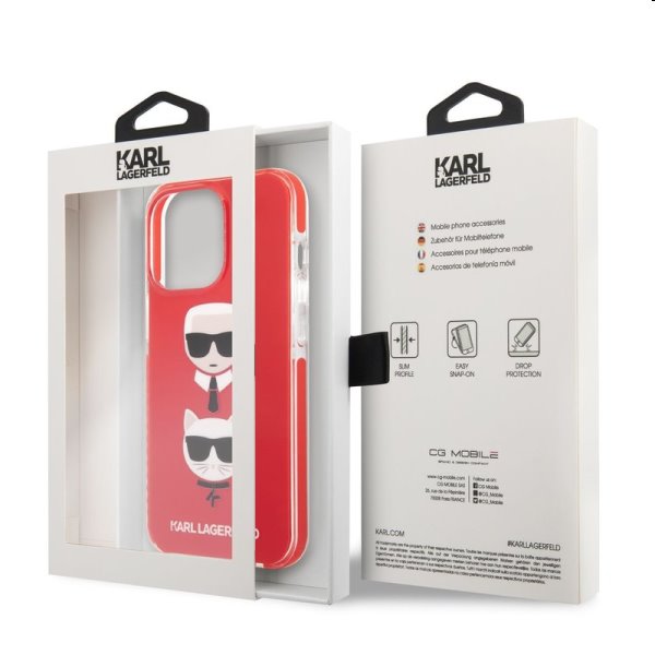 Tok Karl Lagerfeld TPE Karl and Choupette Heads for Apple iPhone 13 Pro, piros