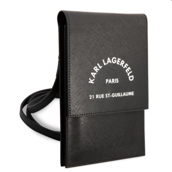 Karl Lagerfeld Saffiano Rue Saint Guillaume Wallet Phone Bag táska, Fekete