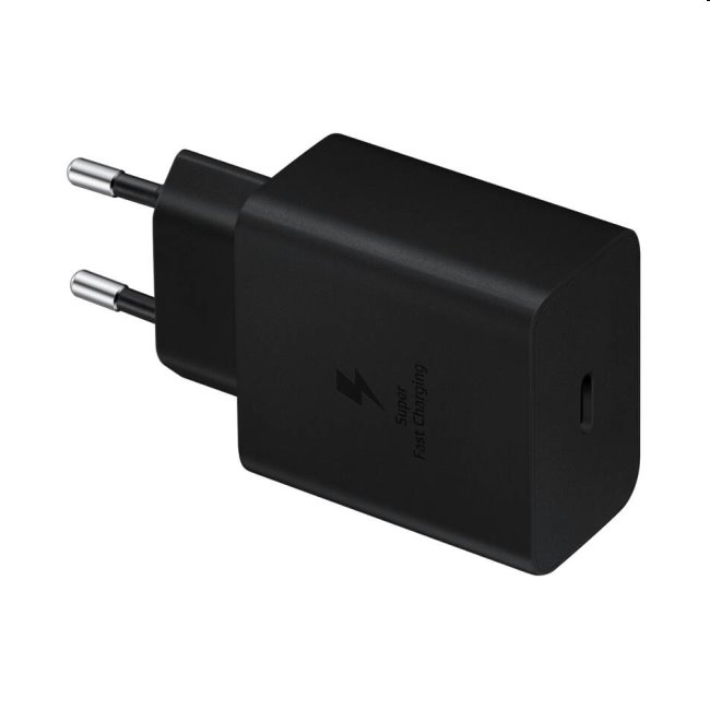 Gyorstöltő Samsung 45W USB-C kábellel, Fekete