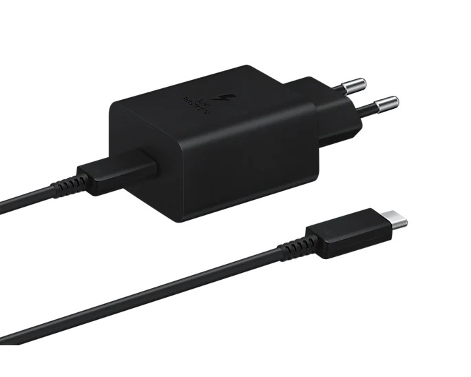 Gyorstöltő Samsung 45W USB-C kábellel, Fekete