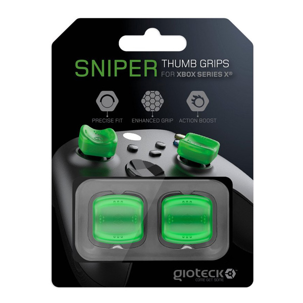 Gioteck Sniper Thumb Grips Translucent Green Xbox Series számára