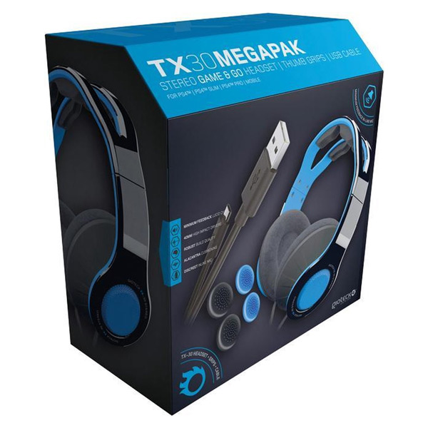 Gioteck TX30 Megapack, Sztereó Game & Go Fejhallgató + Gamepad-fogantyúk + USB kábel PS4 számára