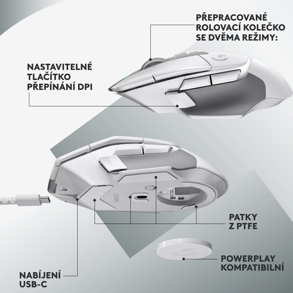 Vezeték nélküli Gamer egér Logitech G502 X Lightspeed, fehér