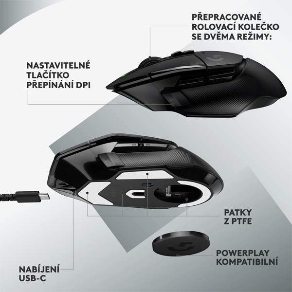 Vezeték nélküli Gamer egér Logitech G502 X Lightspeed, fekete