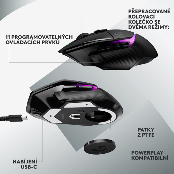 Vezeték nélküli Gamer egér Logitech G502 X Plus, fekete