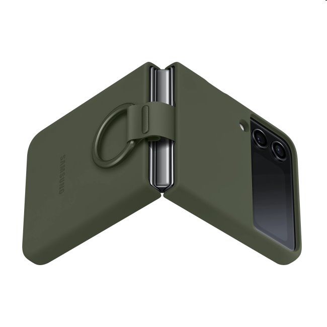 Tok Silicone Cover ujjtartóval for Samsung Galaxy Z Flip4, khaki Tok Silicone Cover ujjtartóval for Samsung Galaxy Z Flip4, khaki
