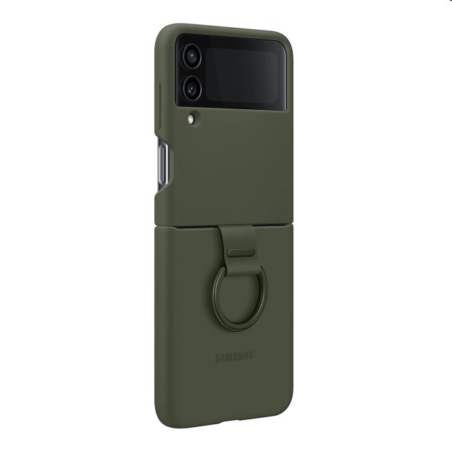 Tok Silicone Cover ujjtartóval for Samsung Galaxy Z Flip4, khaki Tok Silicone Cover ujjtartóval for Samsung Galaxy Z Flip4, khaki